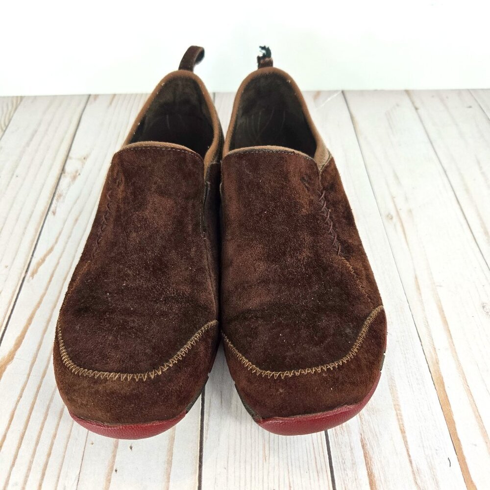 Merrell Bisect Slip On Shoes Women 7.5 Brown Suede Comfort Walking Loafers